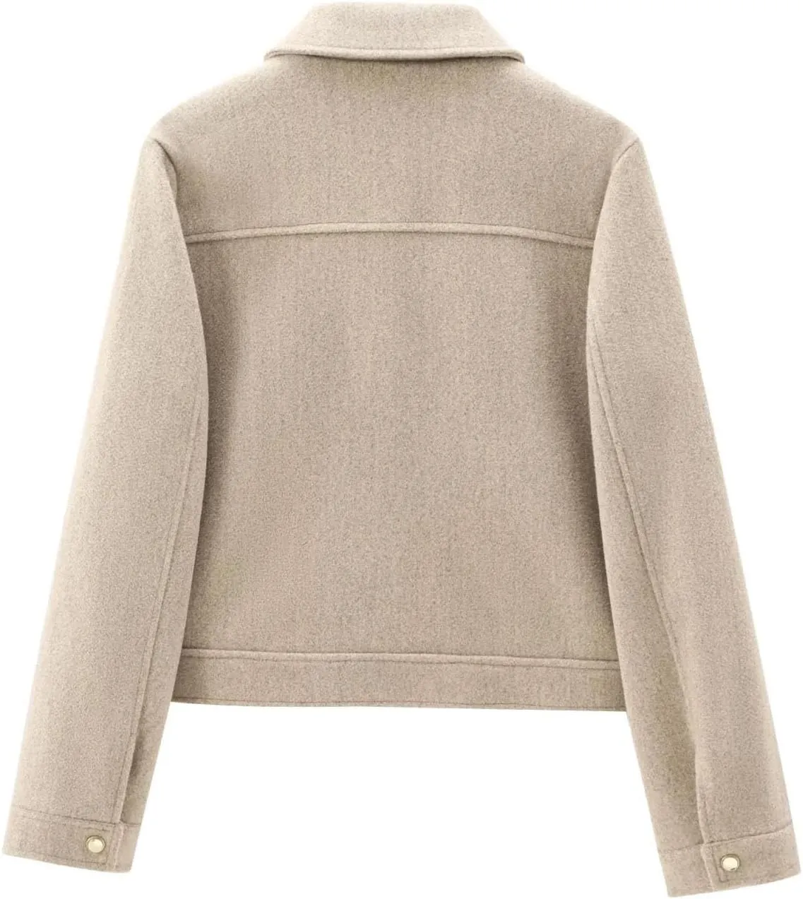 Women's Wool Zip Jacket Fall Winter Wool Short Coat Oversized Long Sleeve Wool Blend Outwear