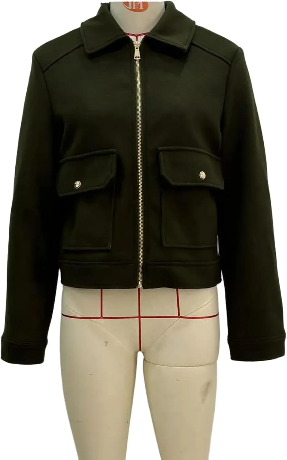 Women's Wool Zip Jacket Fall Winter Wool Short Coat Oversized Long Sleeve Wool Blend Outwear