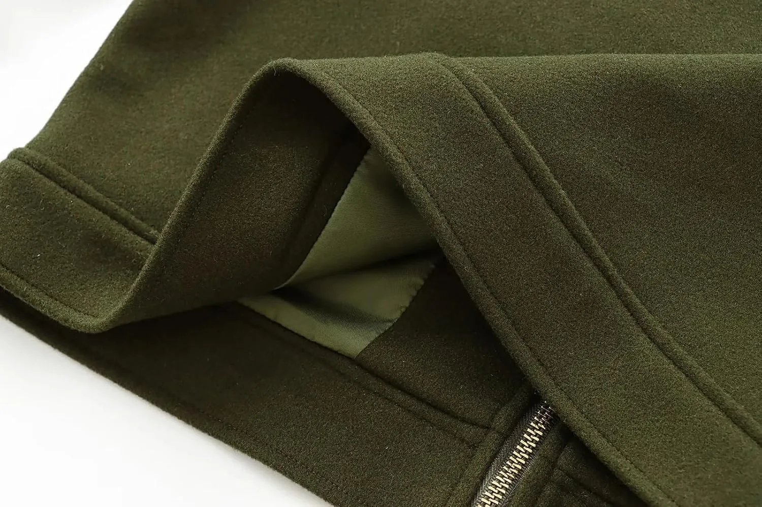 Women's Wool Zip Jacket Fall Winter Wool Short Coat Oversized Long Sleeve Wool Blend Outwear