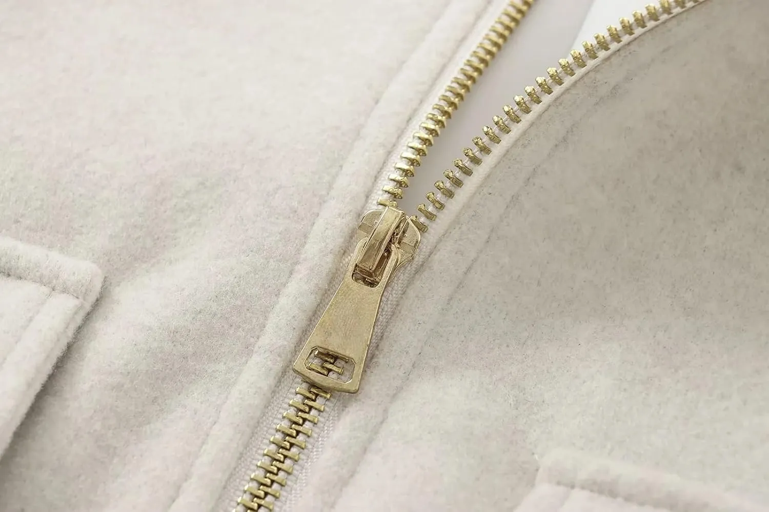 Women's Wool Zip Jacket Fall Winter Wool Short Coat Oversized Long Sleeve Wool Blend Outwear