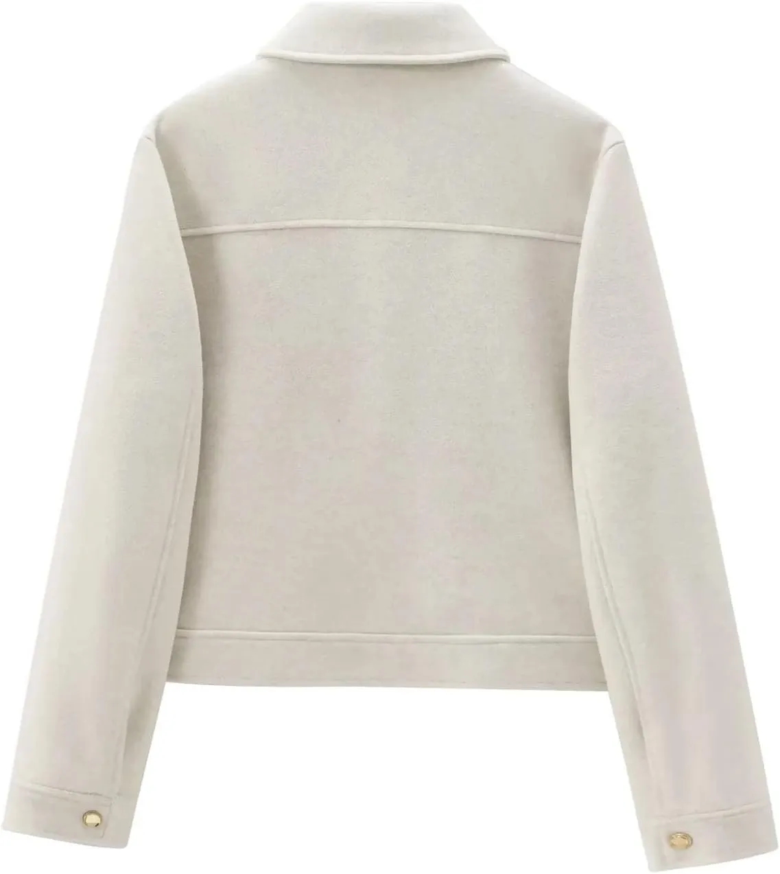 Women's Wool Zip Jacket Fall Winter Wool Short Coat Oversized Long Sleeve Wool Blend Outwear