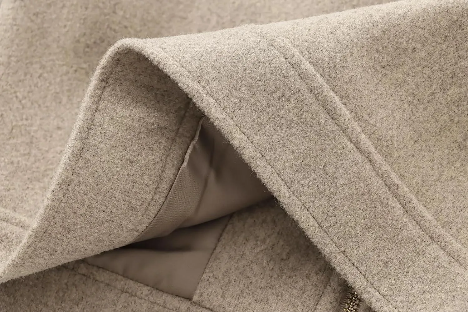 Women's Wool Zip Jacket Fall Winter Wool Short Coat Oversized Long Sleeve Wool Blend Outwear