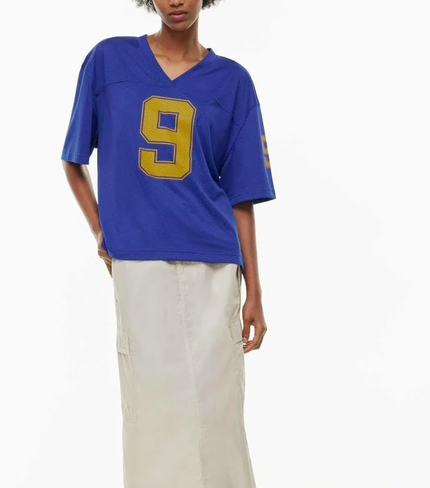 Womens Y2k Graphic Oversized Jersey Tees Summer Short Sleeve Number Graphic Shirts Mesh Grunge Top Coquette Clothes