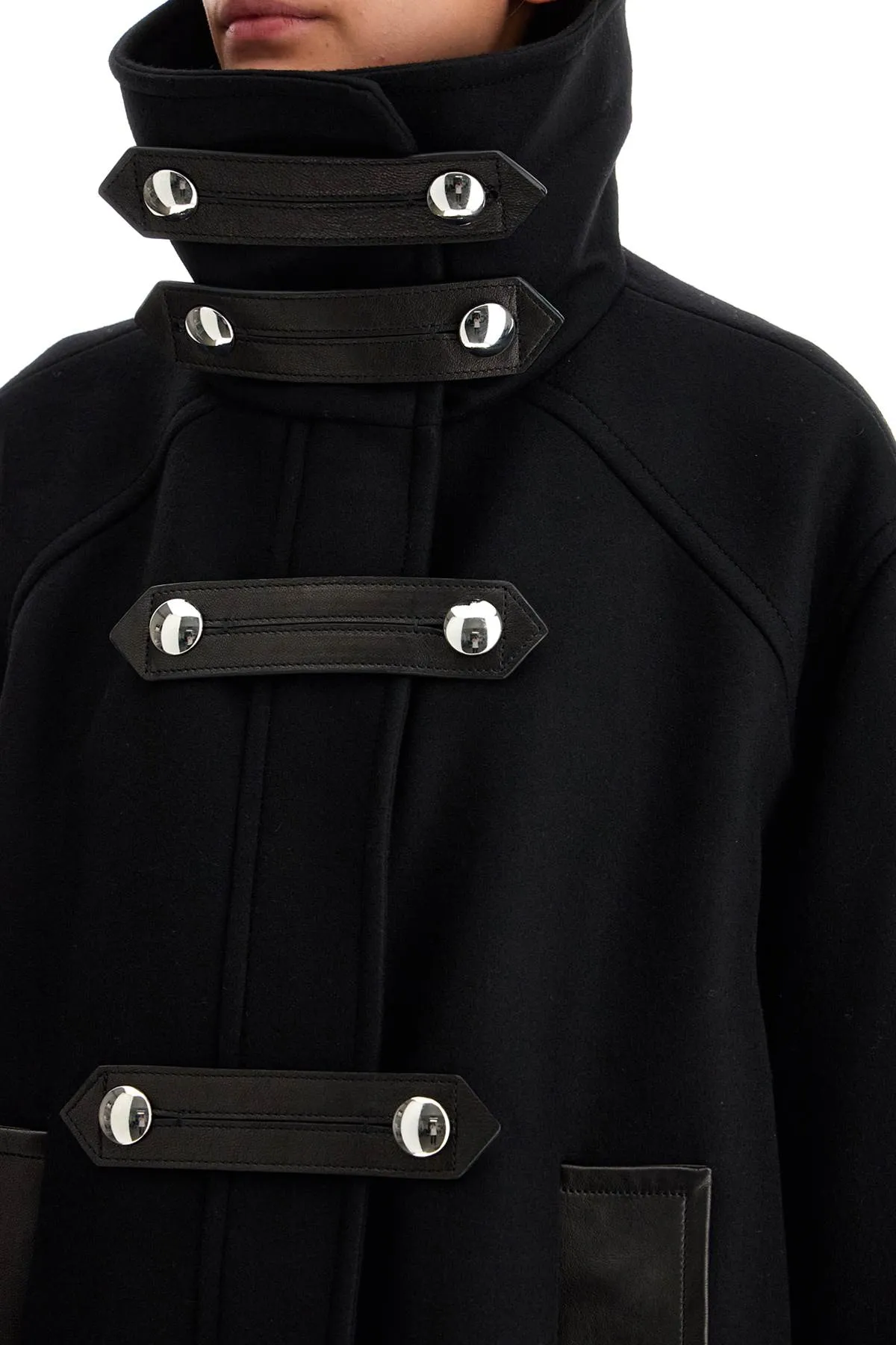 wool and leather melbo coat