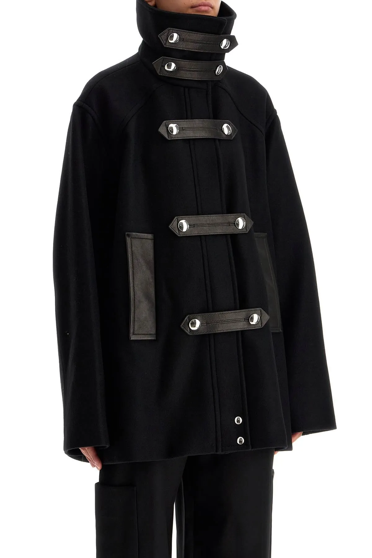 wool and leather melbo coat