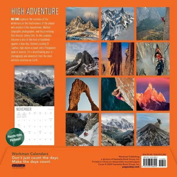 Workman Jimmy Chin Peak Moments 2025 Wall Calendar
