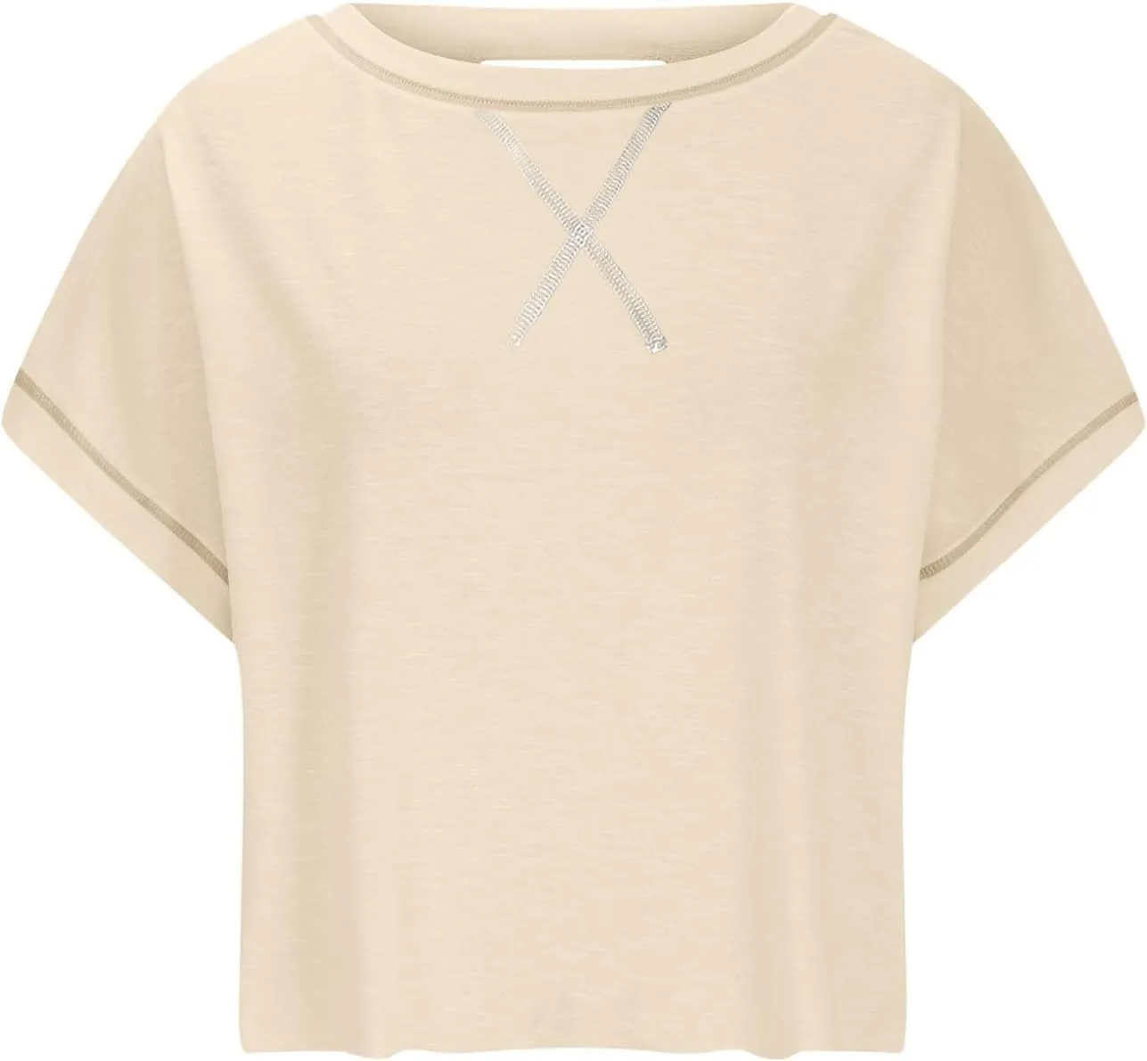 Workout Tops for Women Open Back Athletic Shirts Casual Short Sleeve Round Neck Backless Running Yoga Shirt Crop Top