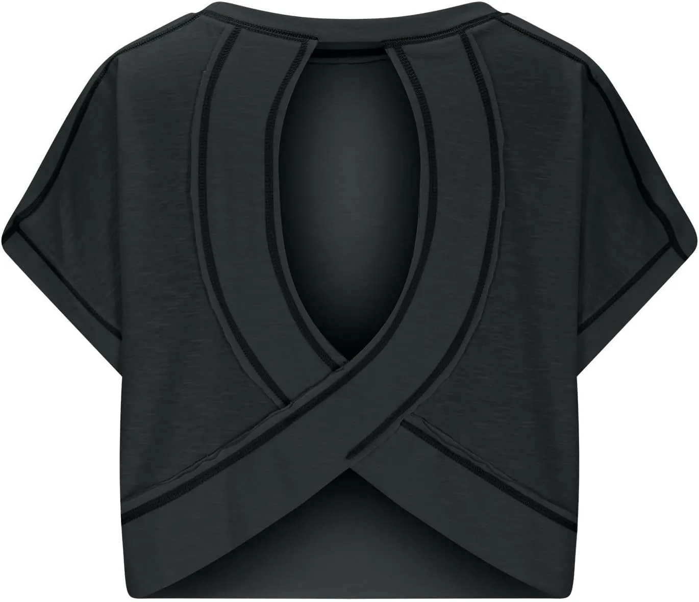 Workout Tops for Women Open Back Athletic Shirts Casual Short Sleeve Round Neck Backless Running Yoga Shirt Crop Top