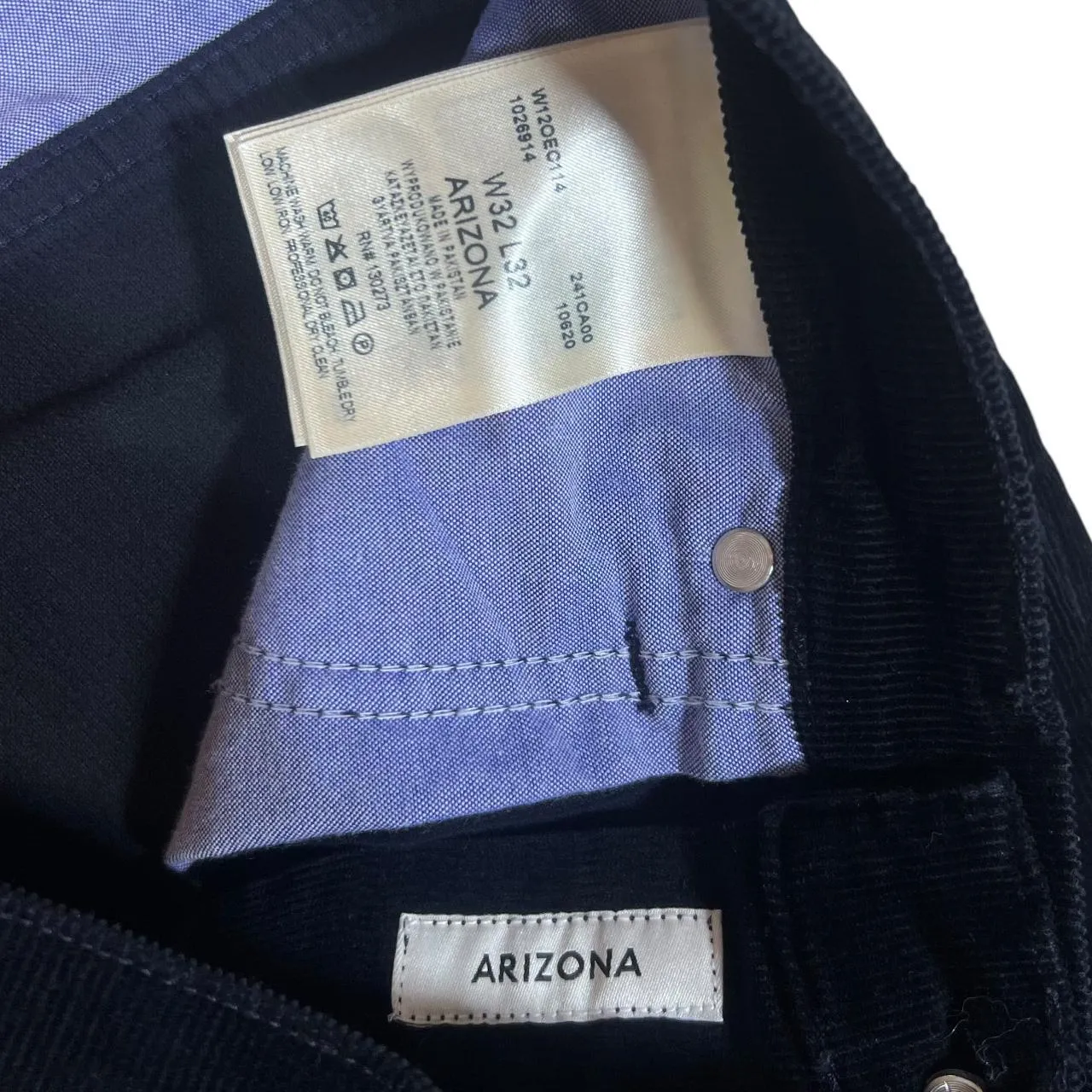WRANGLER Arizona Classic Black Corduroy Cord Straight Leg Trousers