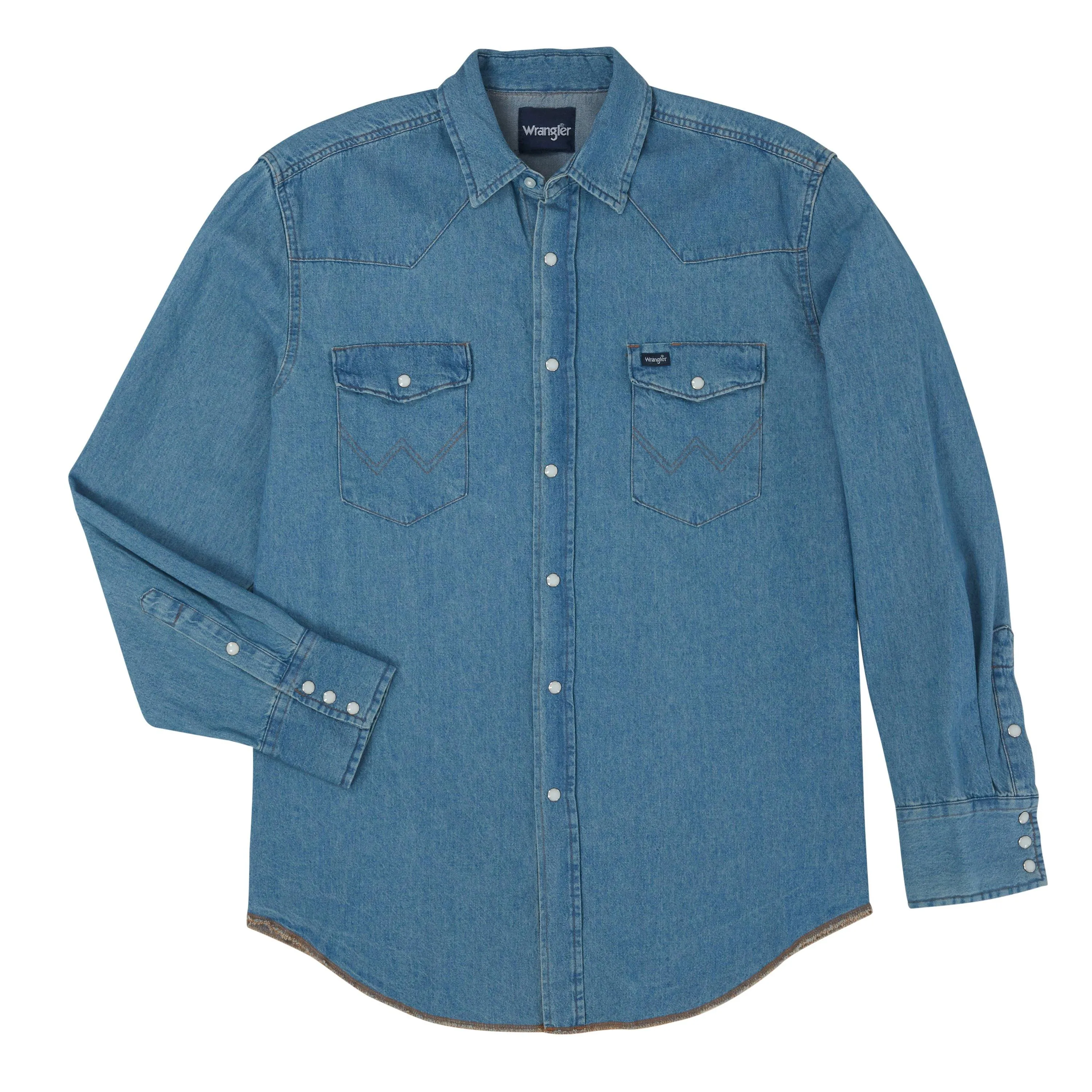 WRANGLER COWBOY CUT® LONG SLEEVE STONE WASH WESTERN SNAP WORK SHIRT