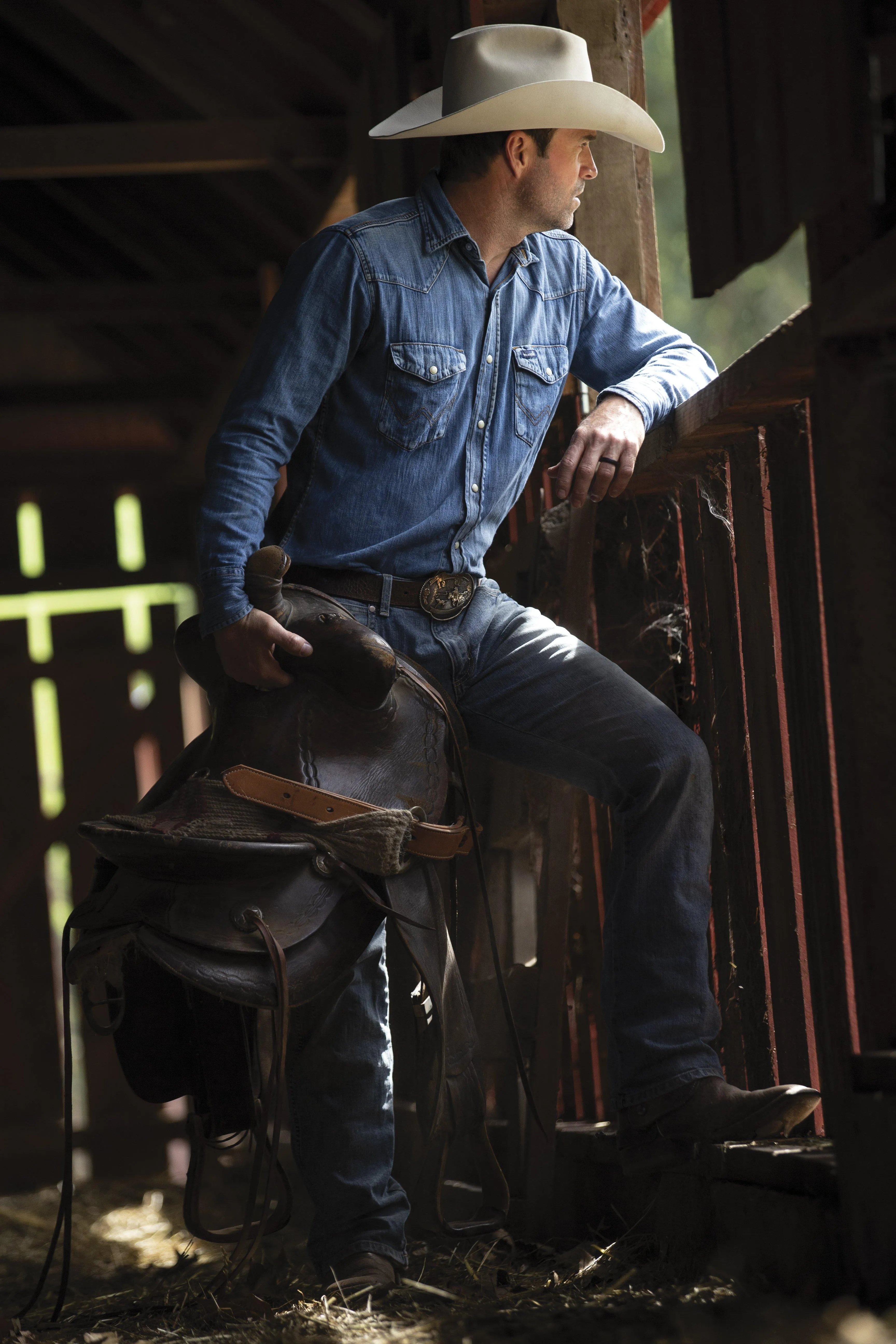 WRANGLER COWBOY CUT® LONG SLEEVE STONE WASH WESTERN SNAP WORK SHIRT