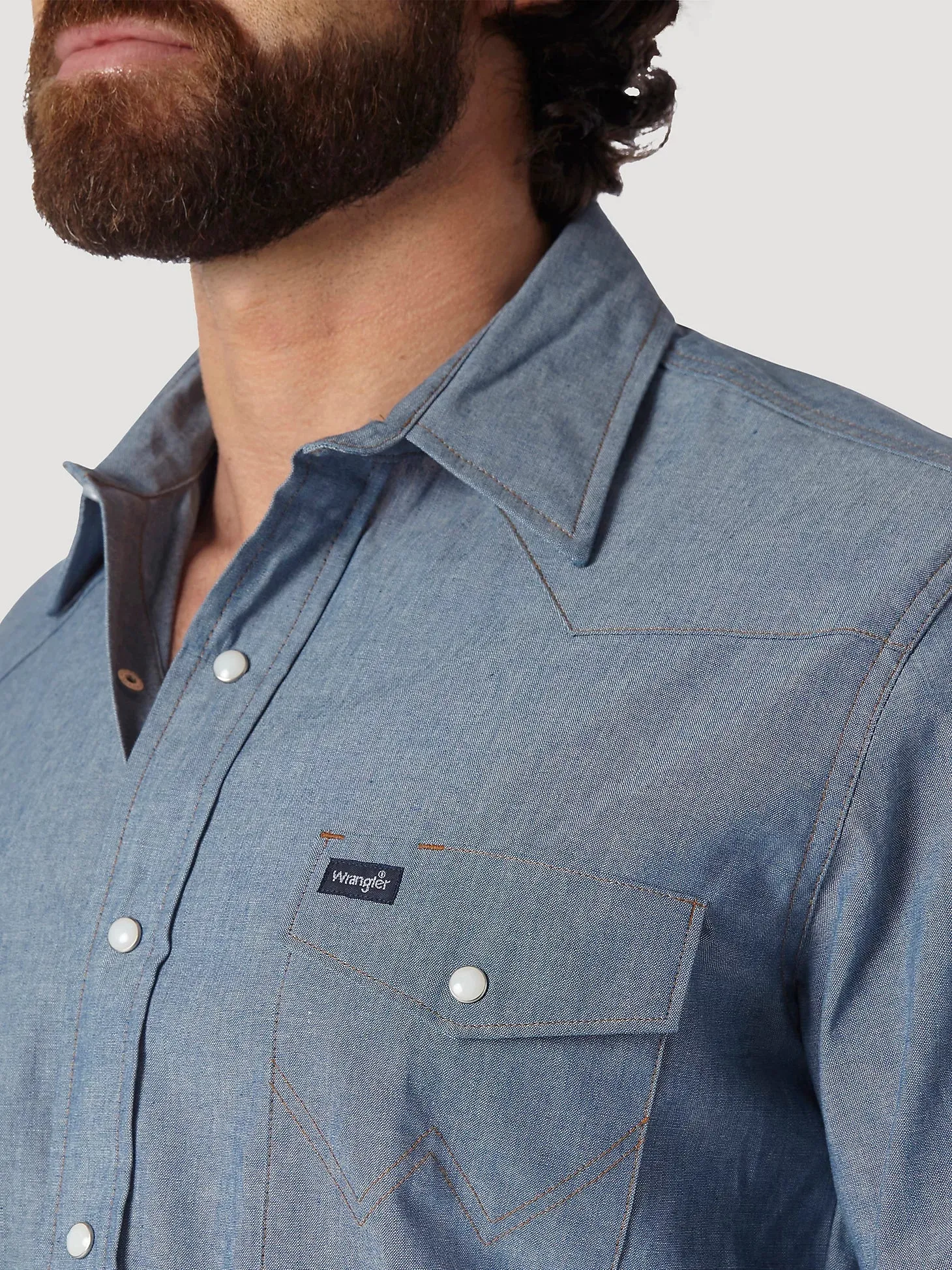 Wrangler® Men's Cowboy Cut® Denim Long Sleeve Western Work Shirt - Chambray