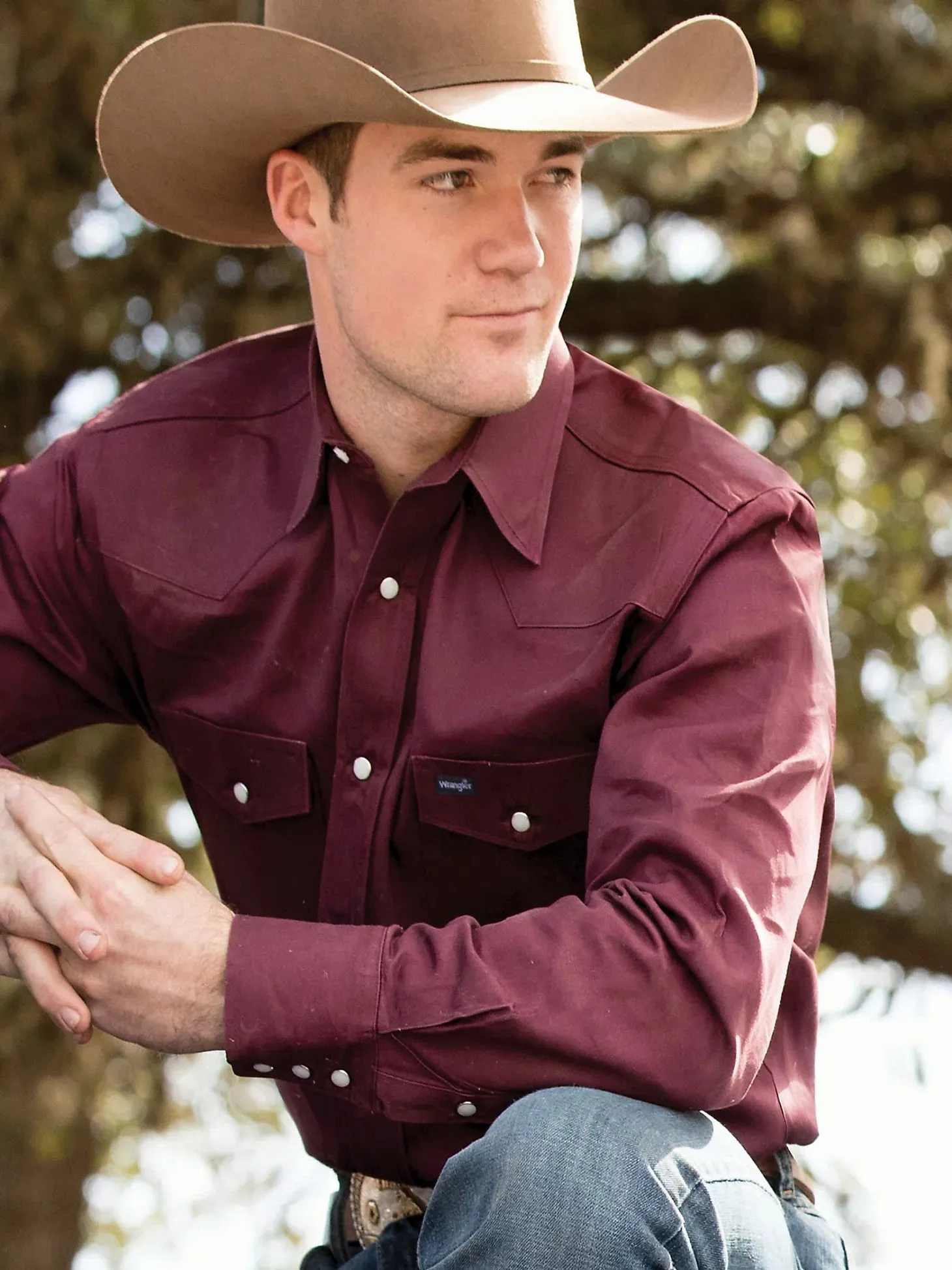 Wrangler® Men's Cowboy Cut® Twill Long Sleeve Snap Front Western Work Shirt