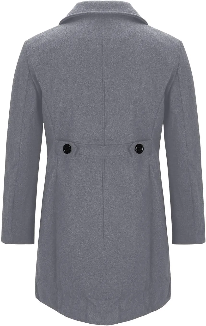 Xiaojmake Mens Trench Coat Slim Double Breasted Overcoat Classic Fall Winter Peacoat Wool Blend Casual Long Jacket Streetwear