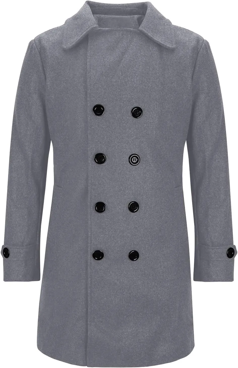 Xiaojmake Mens Trench Coat Slim Double Breasted Overcoat Classic Fall Winter Peacoat Wool Blend Casual Long Jacket Streetwear