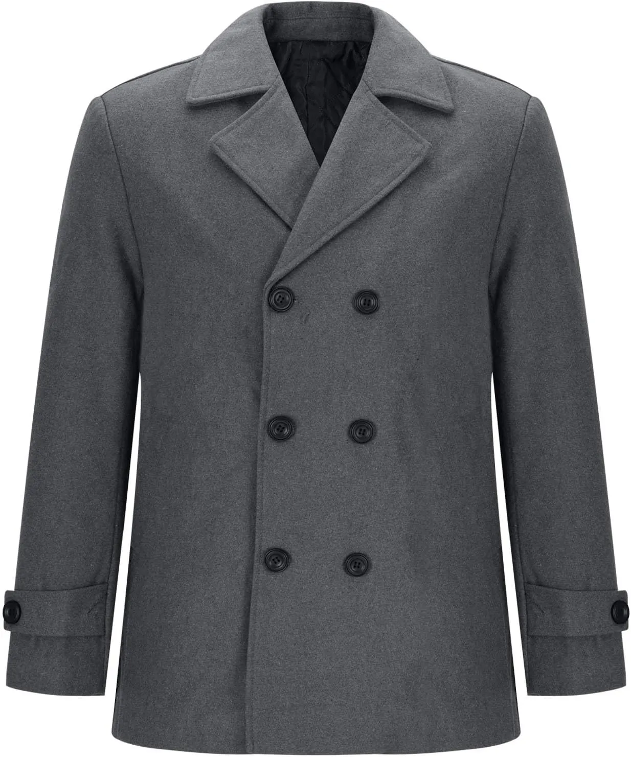 Xiaojmake Men's Winter Coat Wool Blend Trench Peacoat Classic Notched Collar Overcoat Slim Fit Woolen Double Breasted Jackets