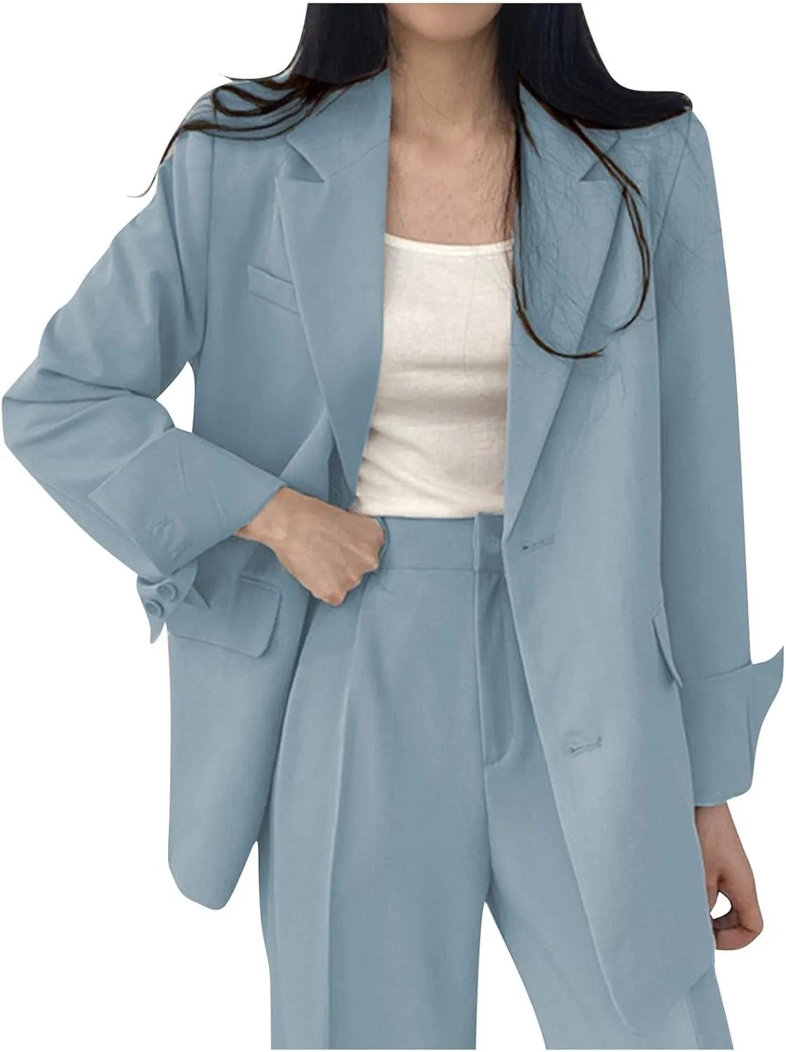 Xiaojmake Womens Casual Blazer Lightweight Ruched Long Sleeve 2025 Shawl Lapel Office Open Front Casual Jackets with Pockets