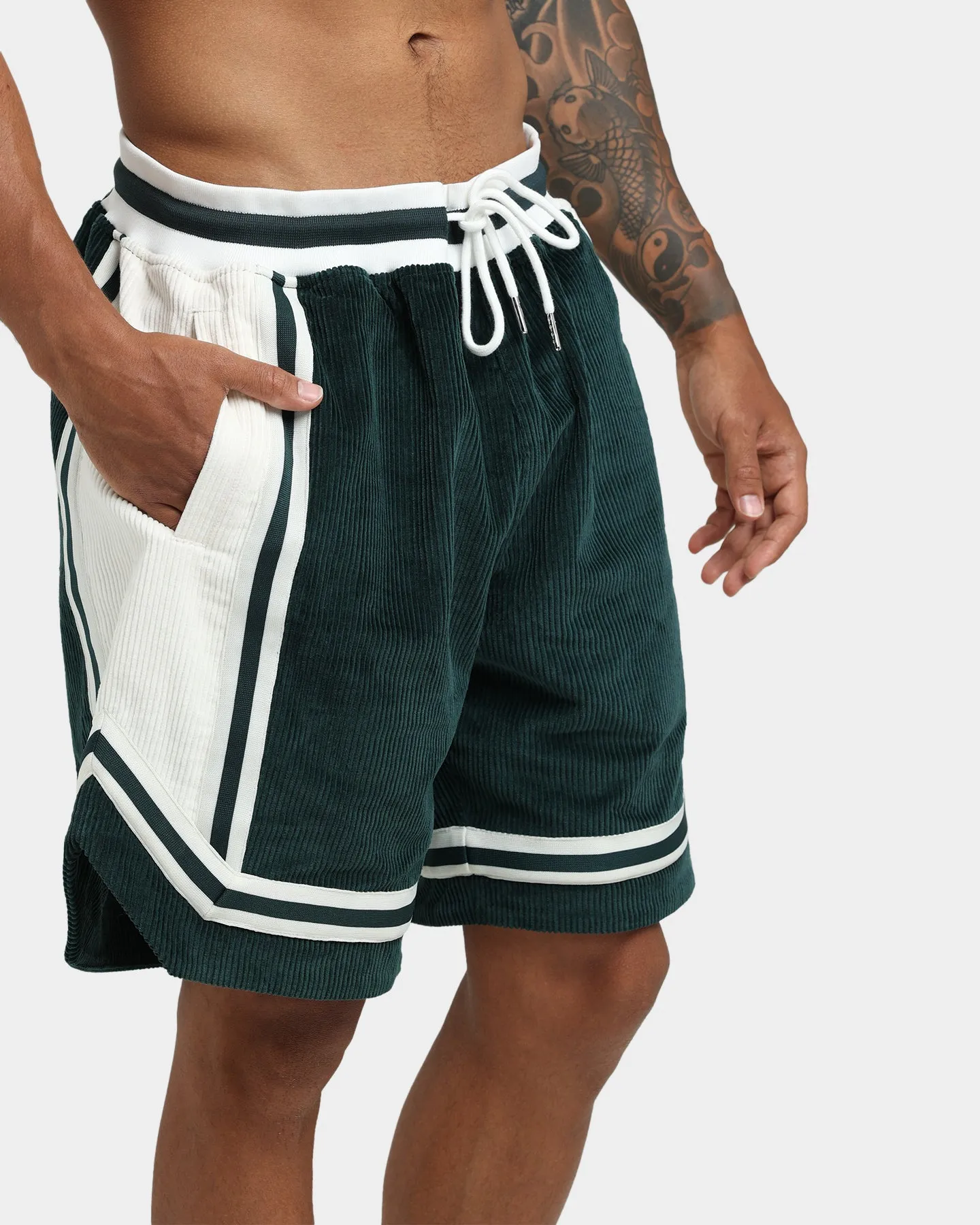XXIII Arklow Corduroy Basketball Shorts Forest/Cream