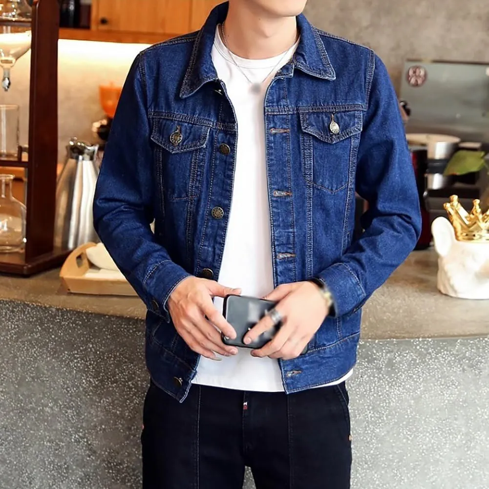 XYGJZ Mens Denim Jacket Slim Fit Casual Outerwear Button Down Jeans Coats