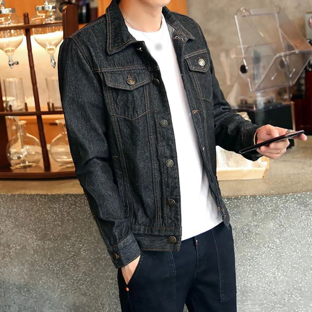 XYGJZ Mens Denim Jacket Slim Fit Casual Outerwear Button Down Jeans Coats