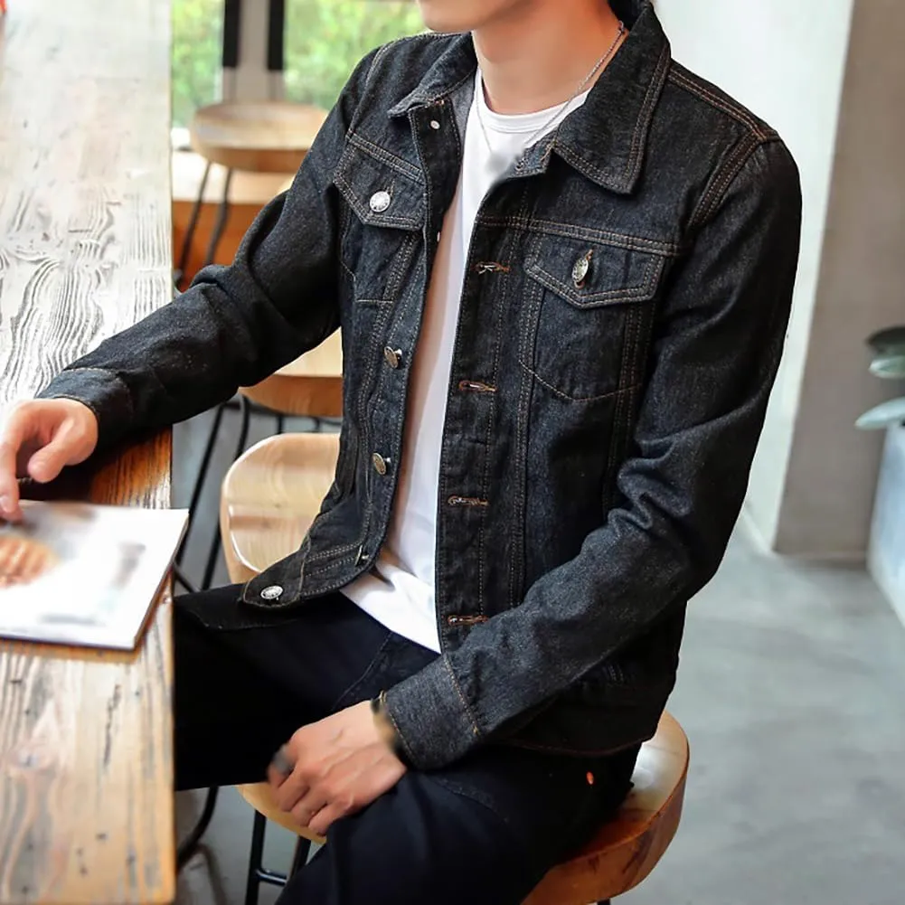 XYGJZ Mens Denim Jacket Slim Fit Casual Outerwear Button Down Jeans Coats