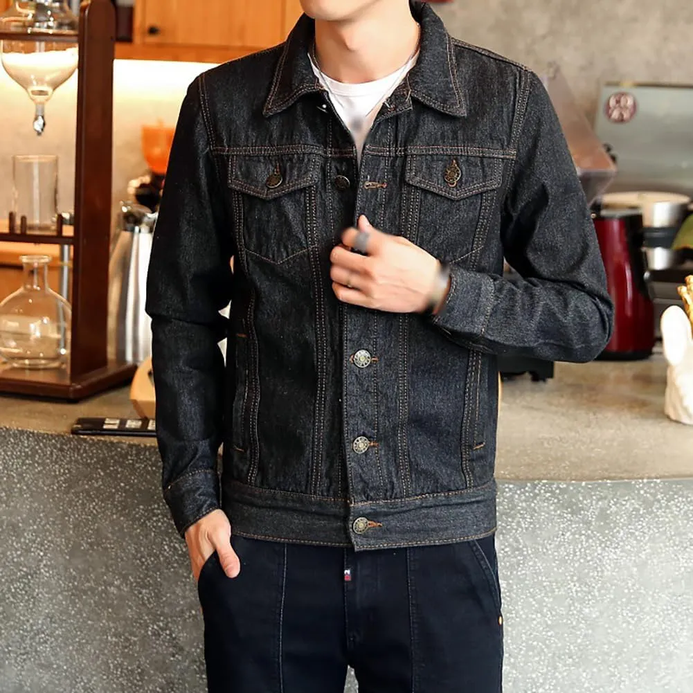 XYGJZ Mens Denim Jacket Slim Fit Casual Outerwear Button Down Jeans Coats