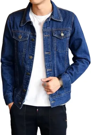 XYGJZ Mens Denim Jacket Slim Fit Casual Outerwear Button Down Jeans Coats