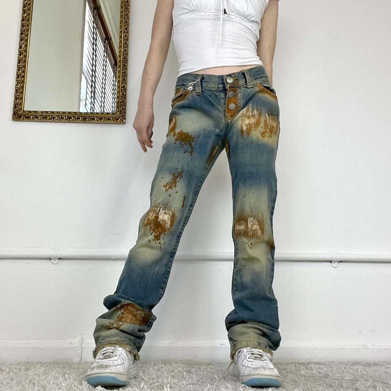 y2k flared leg cargo jeans