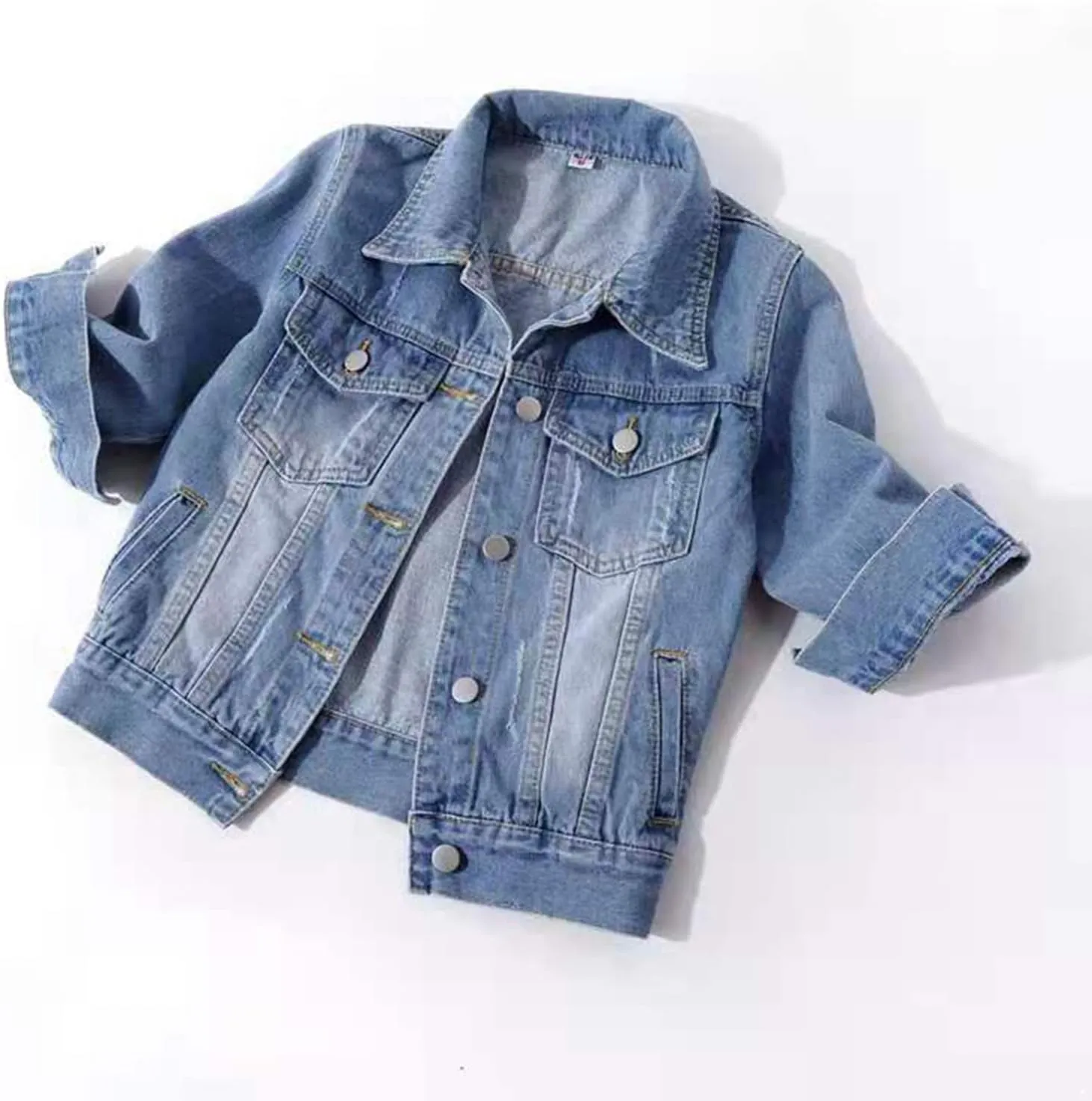 YEAHDOR Womens Trucker Denim Jackets 3/4 Sleeve Basic Button Down Jean Coats Casual Outerwear