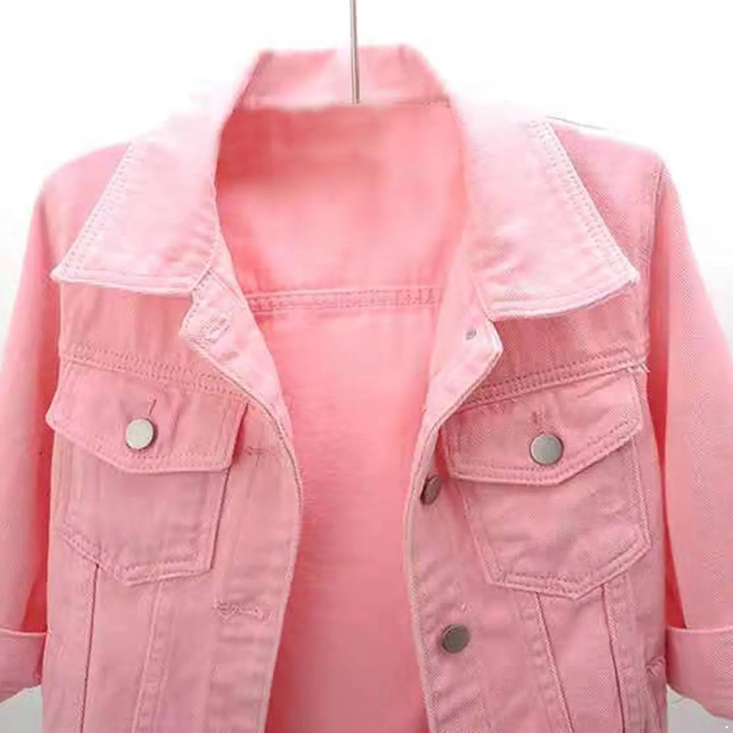 YEAHDOR Womens Trucker Denim Jackets 3/4 Sleeve Basic Button Down Jean Coats Casual Outerwear