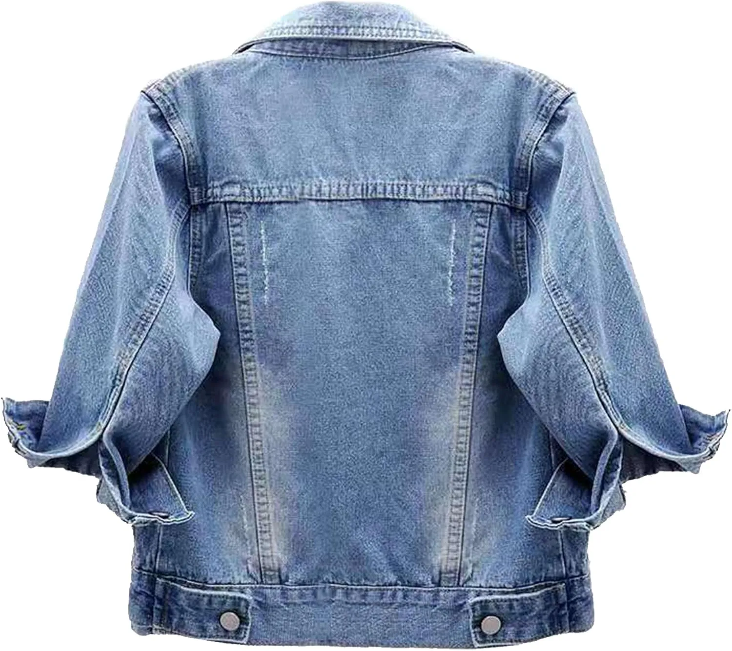 YEAHDOR Womens Trucker Denim Jackets 3/4 Sleeve Basic Button Down Jean Coats Casual Outerwear