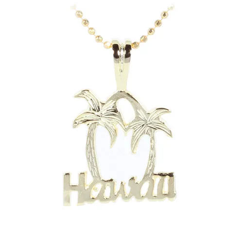 Yellow Gold Plated Sterling Silver HAWAII Palm Tree Pendant (Chain Sold Separately)