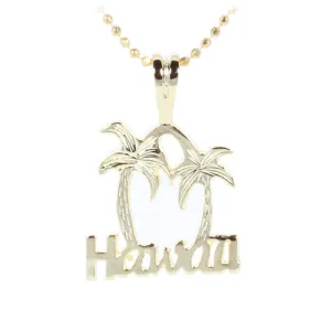 Yellow Gold Plated Sterling Silver HAWAII Palm Tree Pendant (Chain Sold Separately)