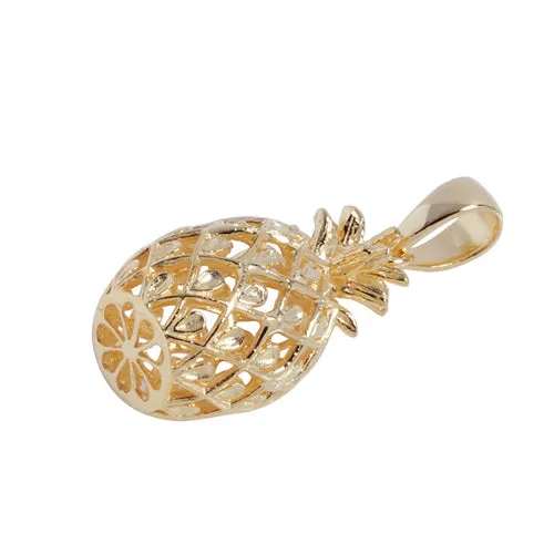 Yellow Gold Plated Sterling Silver Pineapple Pendant (M) (Chain Sold Separately)