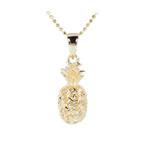 Yellow Gold Plated Sterling Silver Pineapple Pendant (M) (Chain Sold Separately)