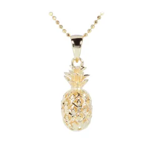 Yellow Gold Plated Sterling Silver Pineapple Pendant (M) (Chain Sold Separately)