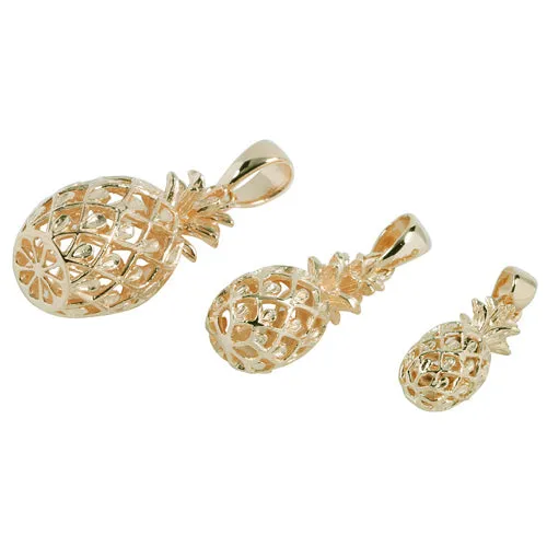 Yellow Gold Plated Sterling Silver Pineapple Pendant (M) (Chain Sold Separately)