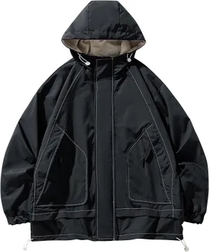 Ymosrh Men's Jacket Waterproof Rain Lightweight Hooded Shell for Travel Hiking Golf Raincoats with Hood, M-5XL