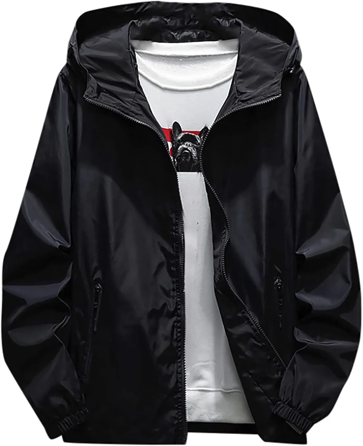 Ymosrh Men's Jackets Lightweight Waterproof Coated Hooded Rain Jacket Windbreaker Jacket, M-3XL