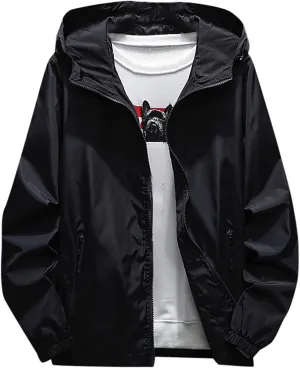 Ymosrh Men's Jackets Lightweight Waterproof Coated Hooded Rain Jacket Windbreaker Jacket, M-3XL