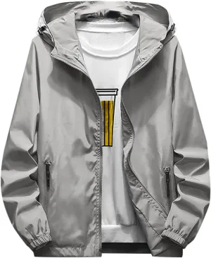 Ymosrh Men's Lightweight Rain Jacket Waterproof Jacket Outdoor Softshell Raincoat Hiking Travel Jacket, M-7XL
