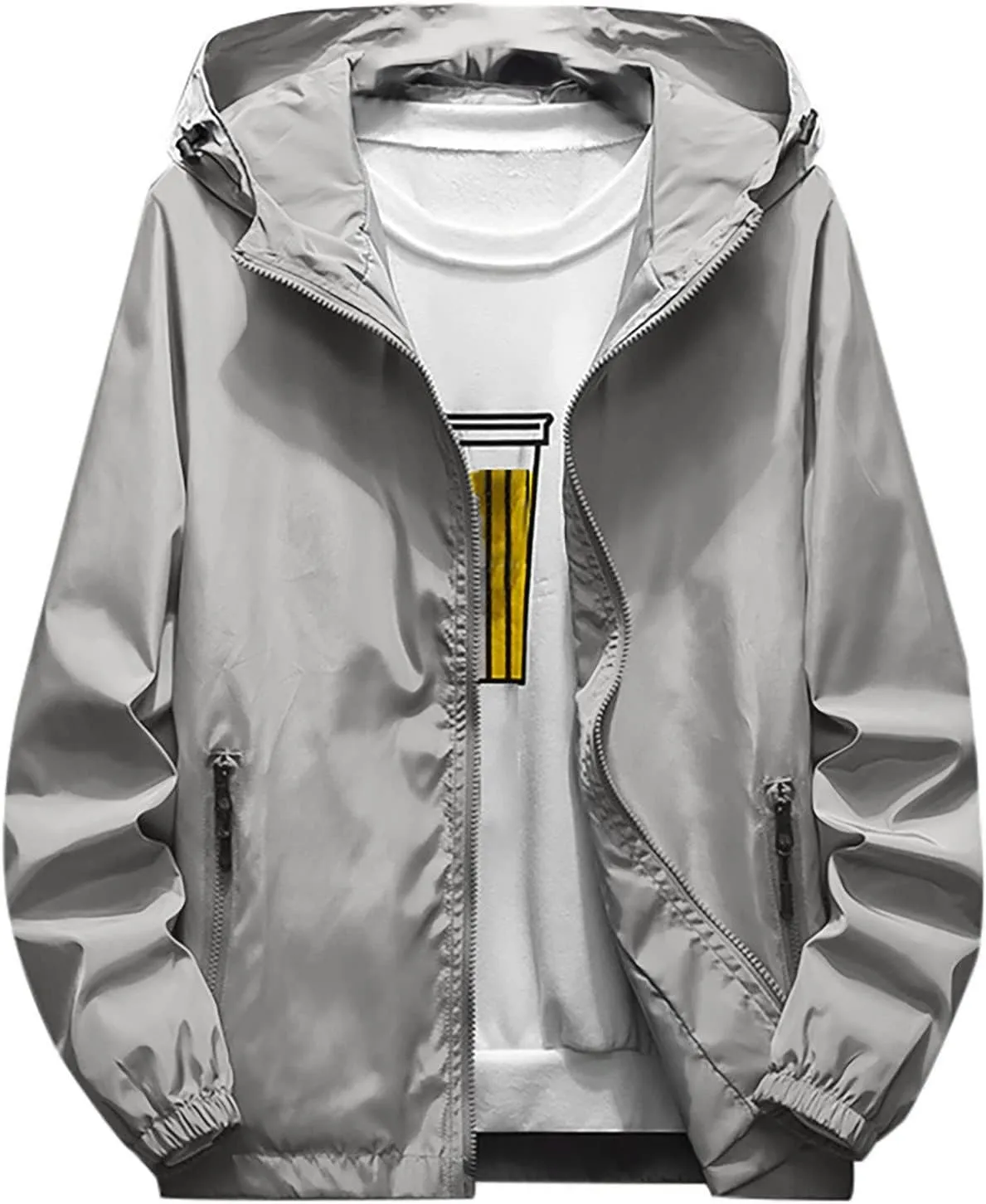 Ymosrh Men's Lightweight Rain Jacket Waterproof Jacket Outdoor Softshell Raincoat Hiking Travel Jacket, M-7XL
