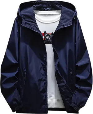 Ymosrh Men's Lightweight Rain Jacket Waterproof Jacket Outdoor Softshell Raincoat Hiking Travel Jacket, M-7XL