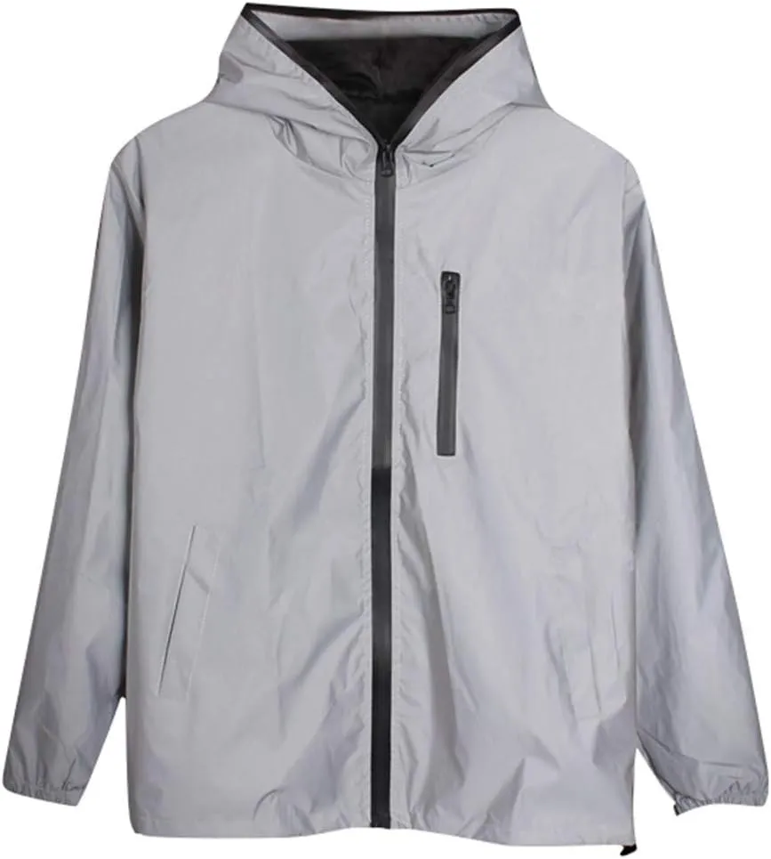 Ymosrh Men's Waterproof Jacket Fully Reflective Windbreaker Jackets Lightweight Packable Windproof Rain Coat, S-5XL