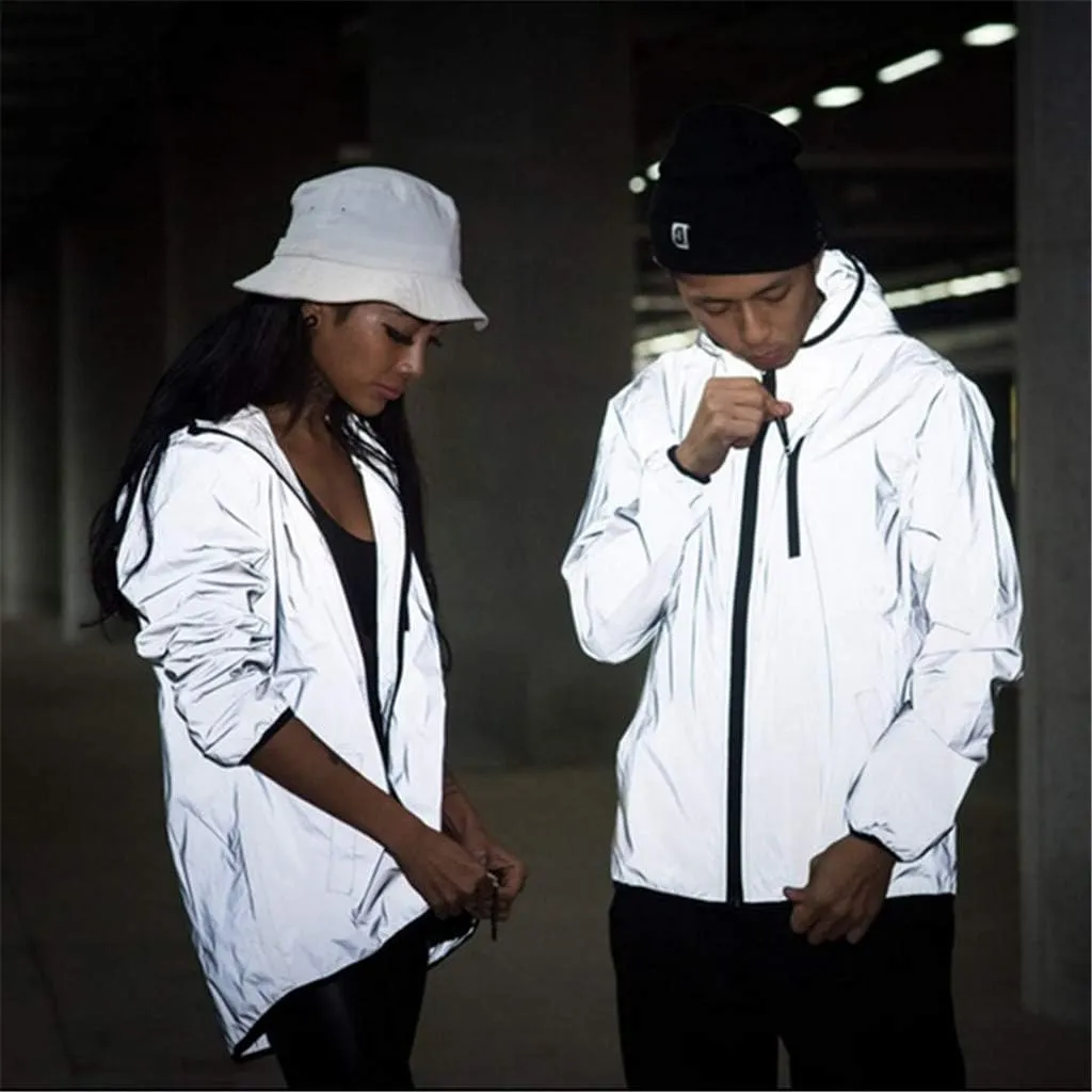 Ymosrh Men's Waterproof Jacket Fully Reflective Windbreaker Jackets Lightweight Packable Windproof Rain Coat, S-5XL