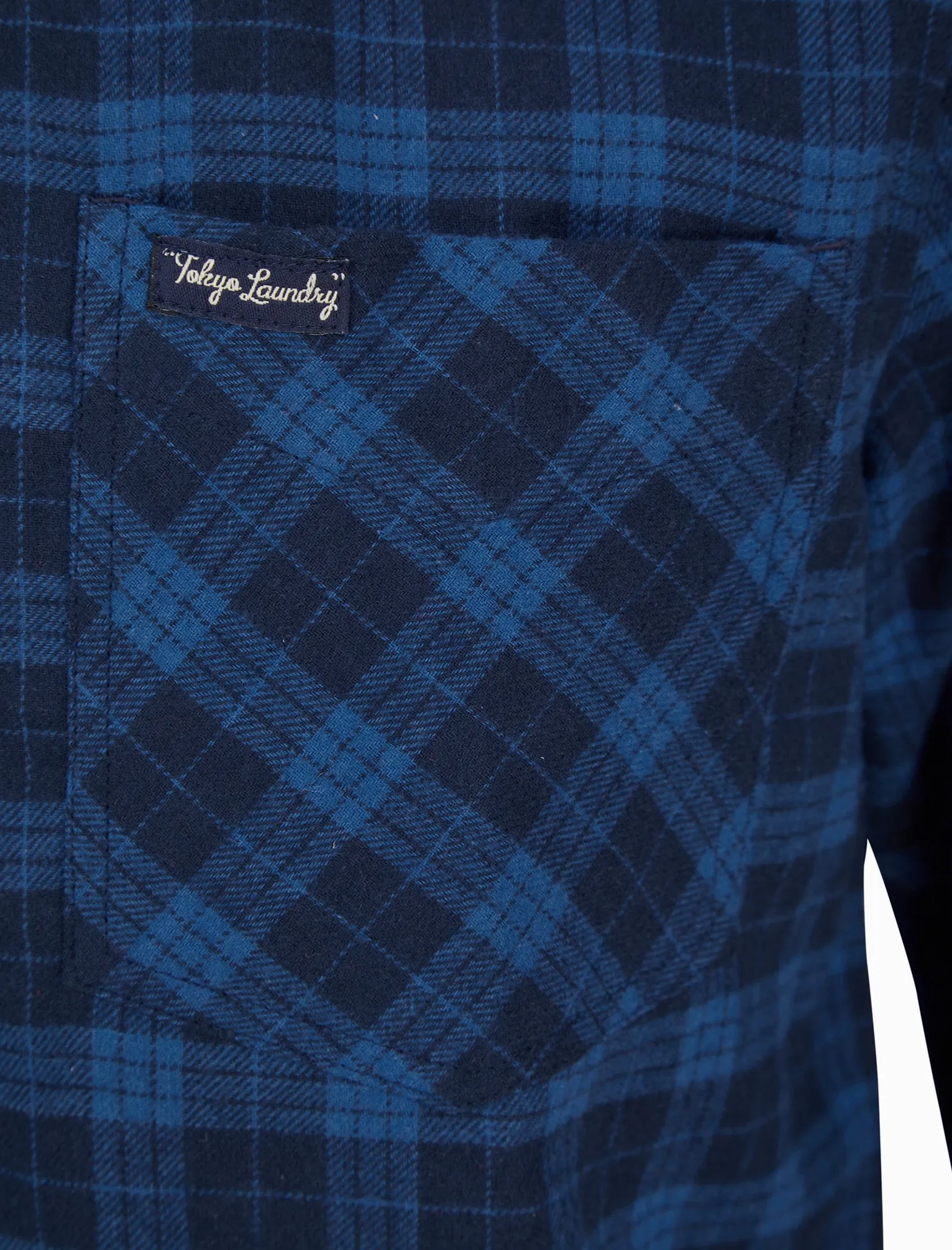 Yoho Yarn Dyed Checked Cotton Flannel Shirt in Galaxy Blue - Tokyo Laundry