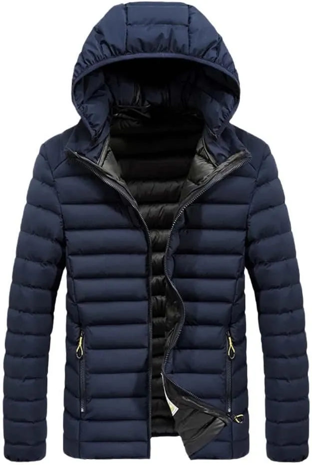 Youllyuu Men Thick Hooded Jacket Parkas Coat Outwear Slim Jacket Parkas