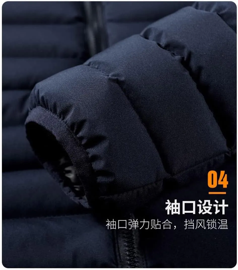 Youllyuu Men Thick Hooded Jacket Parkas Coat Outwear Slim Jacket Parkas