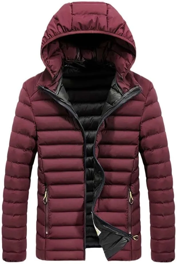 Youllyuu Men Thick Hooded Jacket Parkas Coat Outwear Slim Jacket Parkas