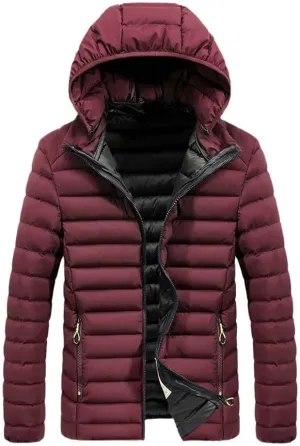 Youllyuu Men Thick Hooded Jacket Parkas Coat Outwear Slim Jacket Parkas
